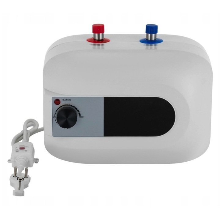 Elektromos átfolyós vízmelegítő, 6L, 1500W, fehér, függőleges beépítés