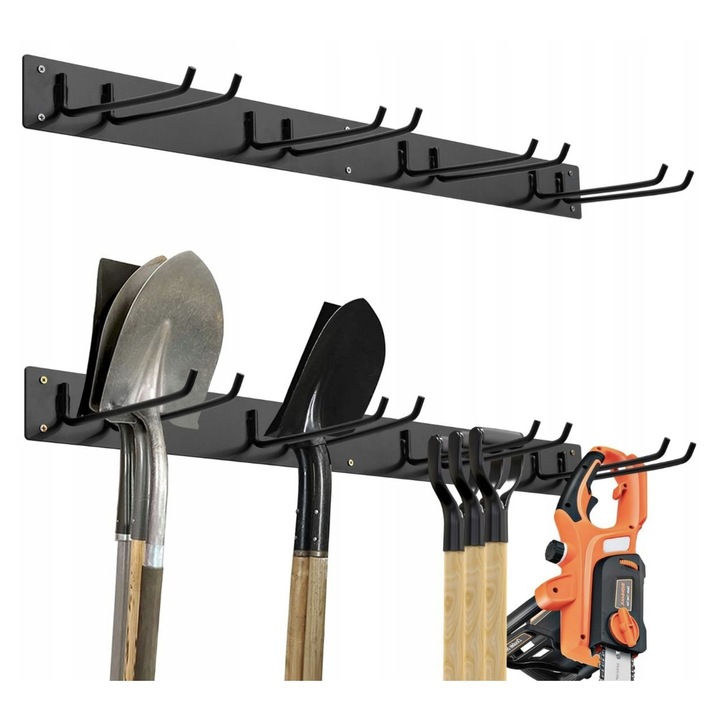 Fém szerszámrendező, Costway, 4 pár kampó, fekete, 91x21,5cm