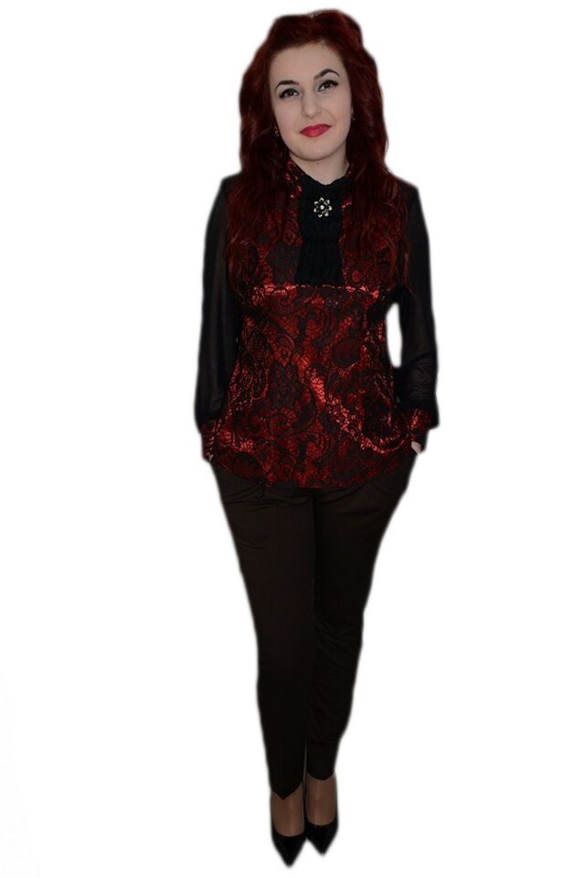 Pantaloni cu design de nasturi aplicati , D&J Exclusive, Maro