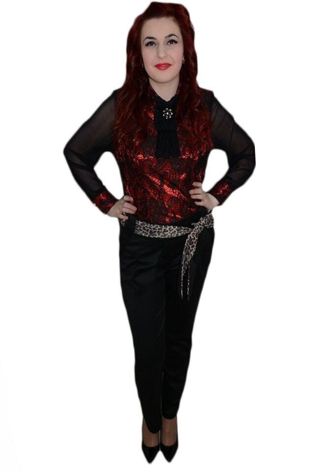 Pantaloni fini la atingere cu buzunare , D&J Exclusive,, Negru