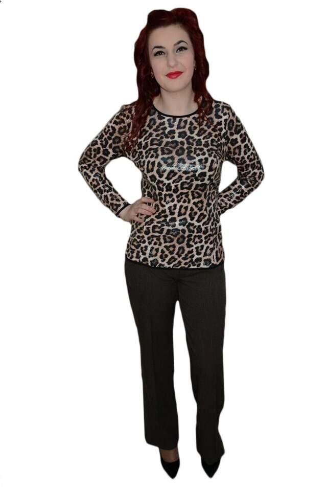 Pantaloni de birou, design vintage , D&J Exclusive, Maro, 38