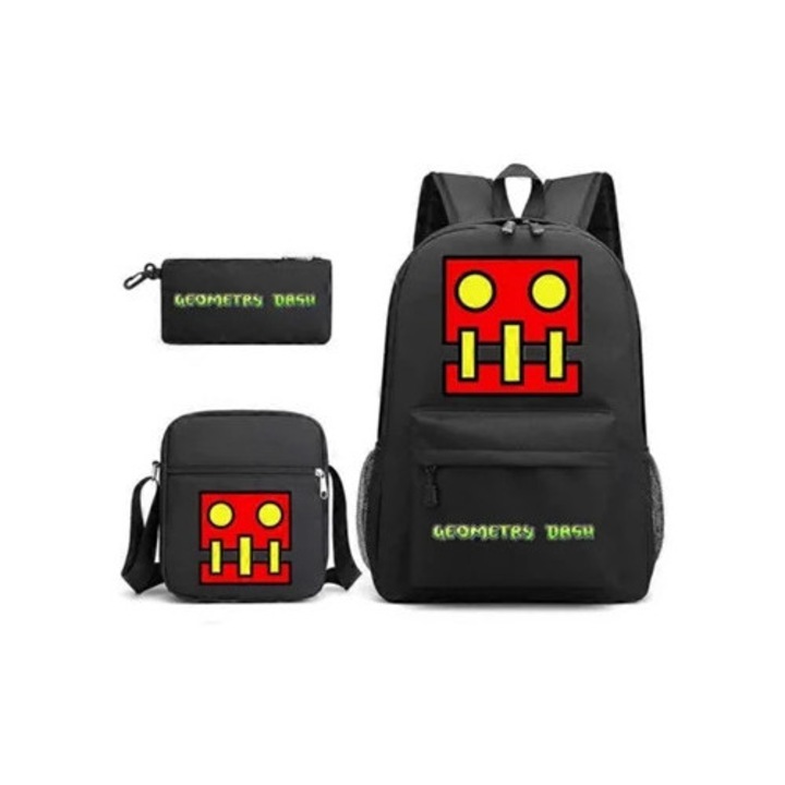 Set ghiozdan, etui si geanta umar Geometry Dash, 05 Aquaforge