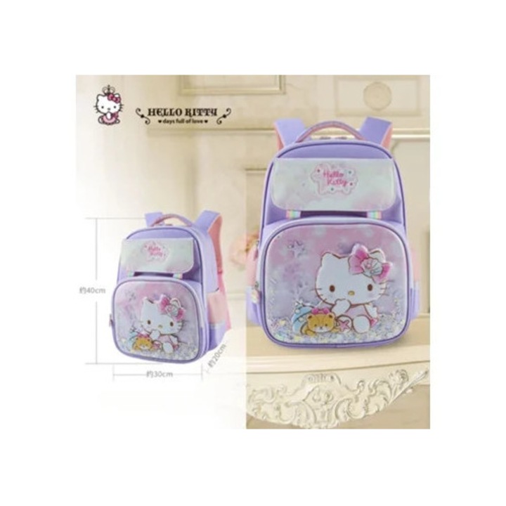 Ghiozdan scolar Sanrio Hellokitty Cinnamoroll, pentru fete, 1-3 clase, culoare aquaforge