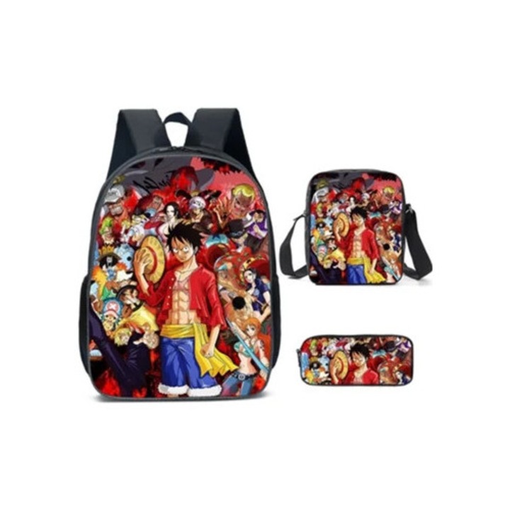 Ghiozdan pentru copii, set cu penar si geanta, multicolor, pentru scoala si calatorii