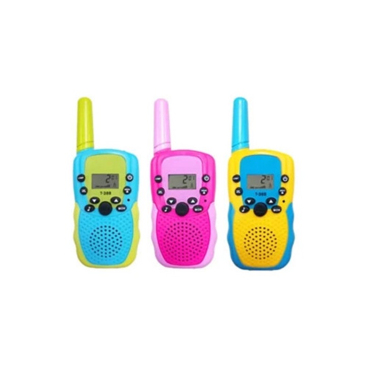Gyermek Walkie Talkie Szett, 3 darabos, 5 km hatótáv, megvilágított LCD kijelzővel és zseblámpával, Aquaforge