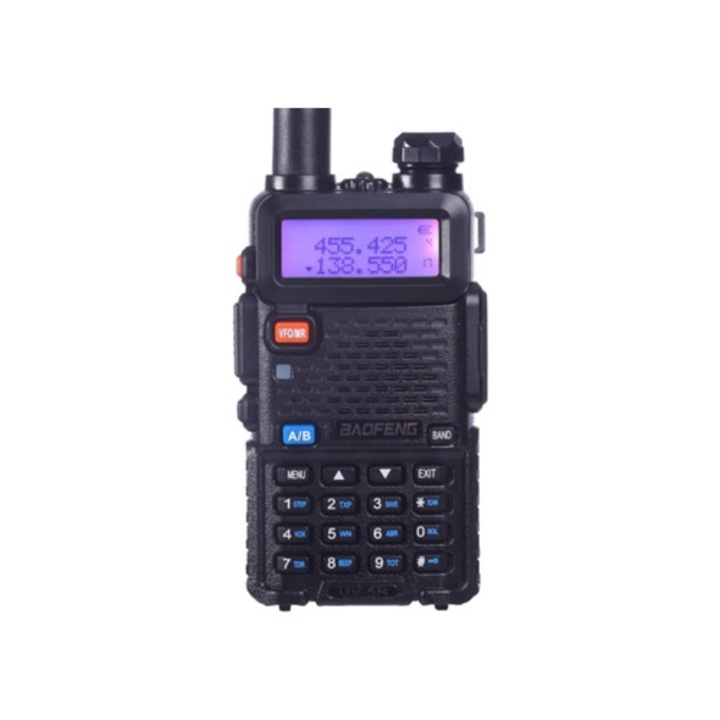 Statie radio Walkie Talkie UV5R Dual Band, neagra, acumulator Li-ion 1800mAh