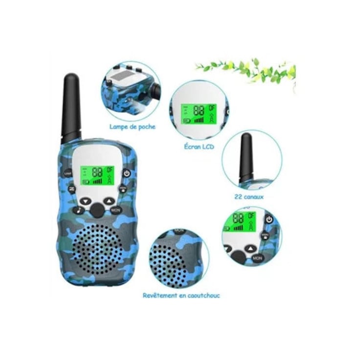 Walkie Talkie gyerekeknek, kétirányú rádió, LCD világítás, 5KM hatótávolság