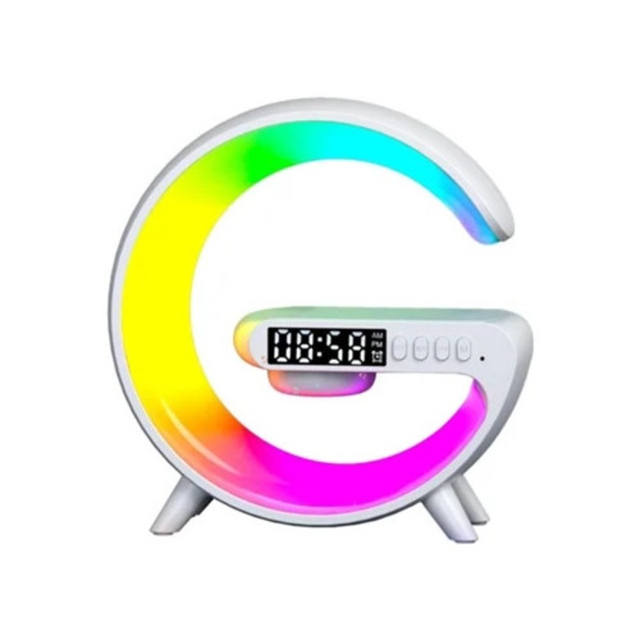 Veioza cu difuzor wireless, lampa de noptiera 3 in 1, iluminare Aquaforge, dimensiuni variate