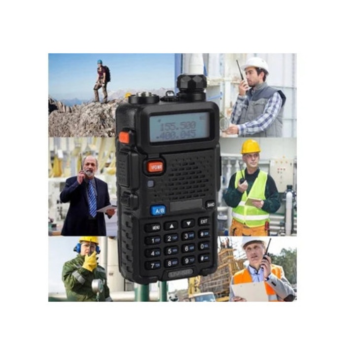 Walkie Talkie Baofeng UV 5R, set, putere mare, culoare neagra