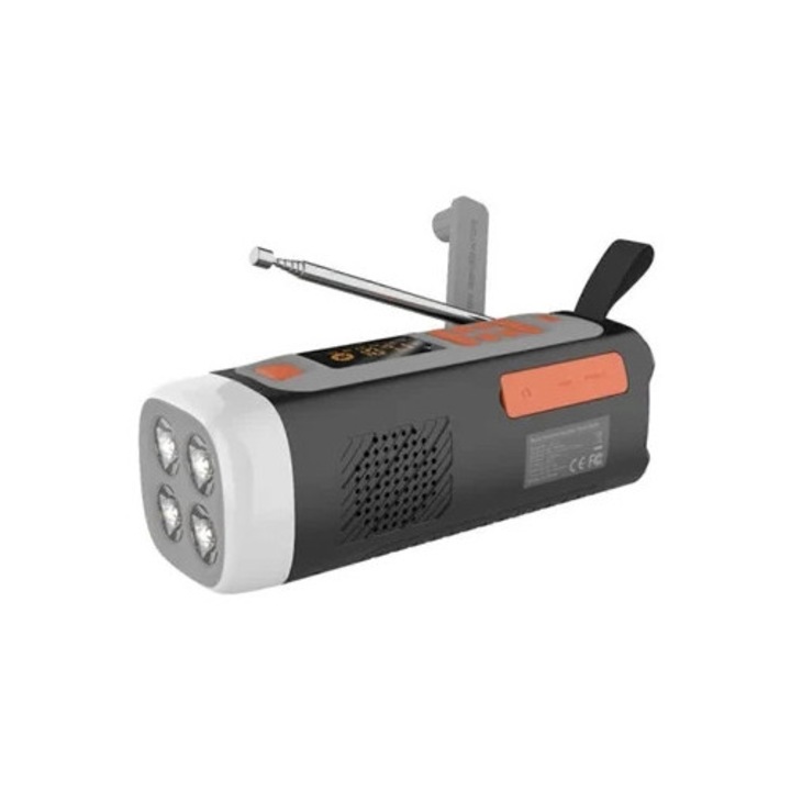 Radio portabil multifunctional cu manivela si solar Aquaforge