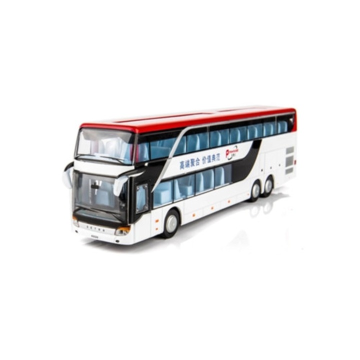 Autobuz cu etaj, model din aliaj, alb