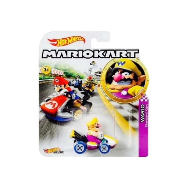 Masinuta Die Cast Hot Wheels Mario Kart Wario, 164, multicolor