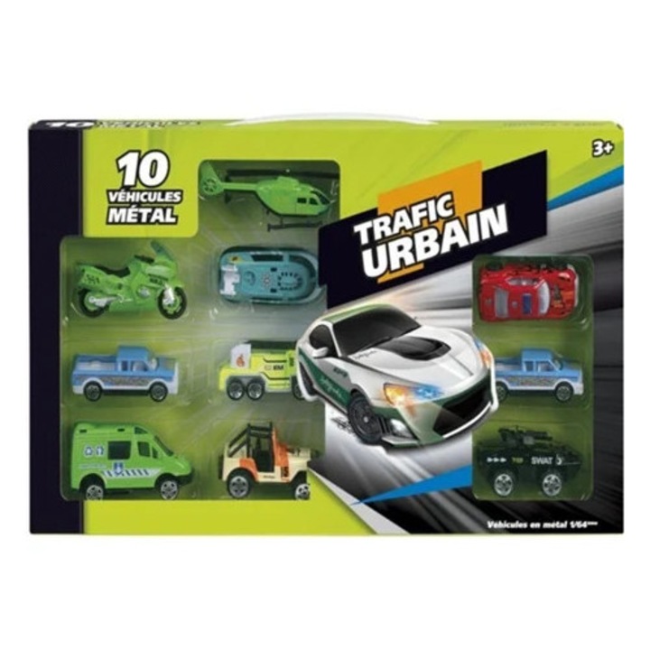 Wdk Partner Autó szett 1/64, 10 jármű, többszínű