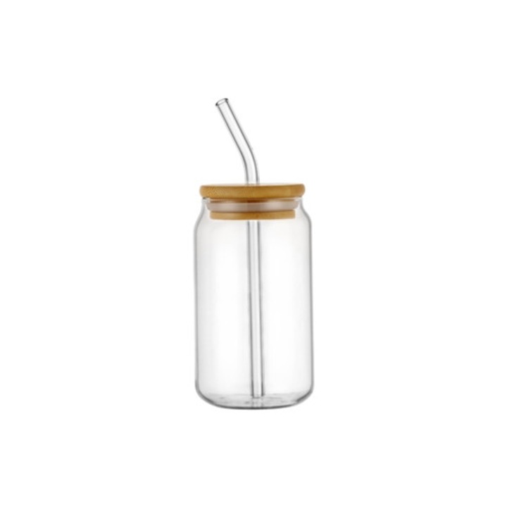 Стъклени чаши с капаци и сламки за бира/ледено кафе