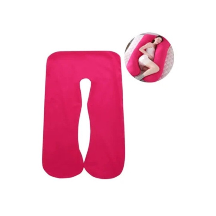 U-alakú terhességi párna huzattal 70x127 cm rózsaszín