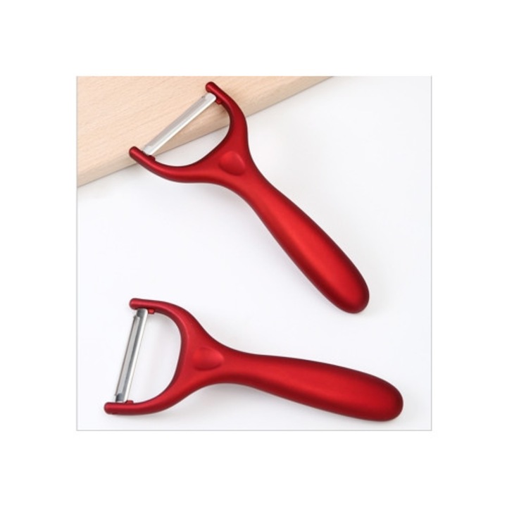Kerámia Zöldség- és Gyümölcshámozó Készlet, 2 Piros Penge, Ergonomikus, Csúszásmentes Nyél