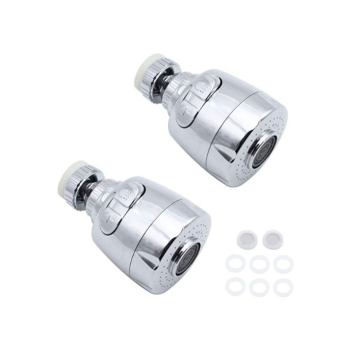 Csaptelep, dupla funkció, cseppmentes, 360°-ban forgatható, rozsdamentes acél ABS