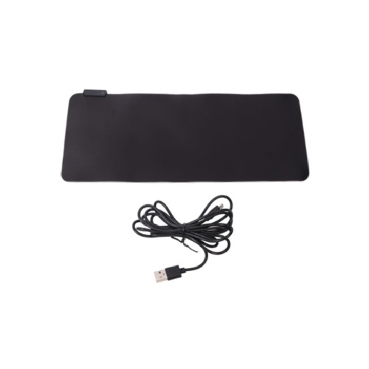 RGB egérpad, nagy, vastag, csúszásgátló, LED világítású