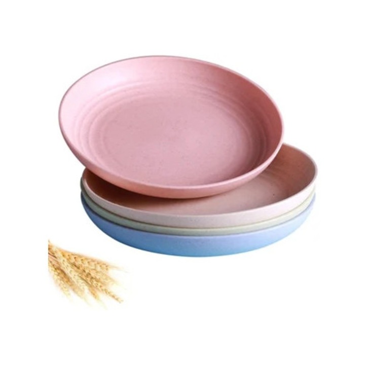 Búzaszalma tányérok, szett, környezetbarát, könnyű, többféle felhasználás, többszínű