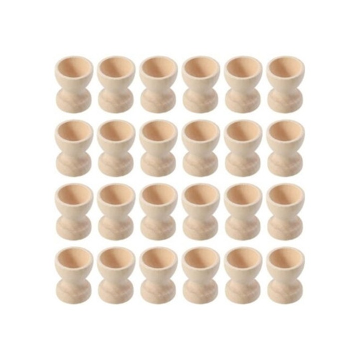 Set de 24 suporturi din lemn pentru oua, suprafete netede, ideal pentru servire