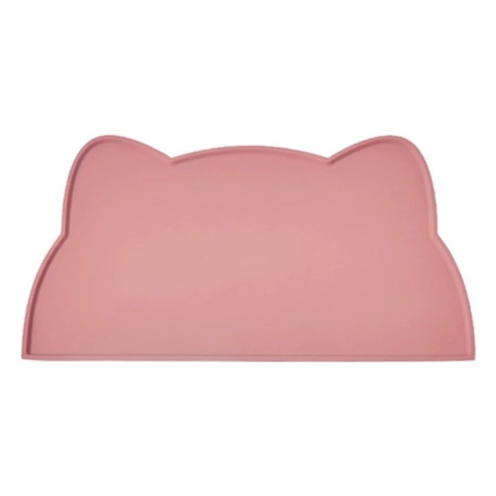 Castroane si adapatori animale, alimentator si covoras din silicon, impermeabil, antiderapant, roz corai