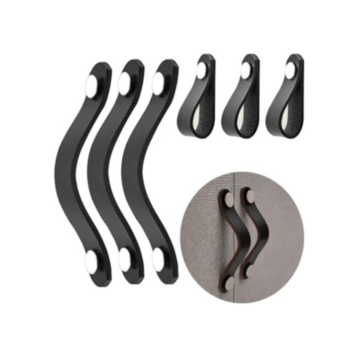 Set 6 manere din piele pentru mobila, 137x25mm, stil modern