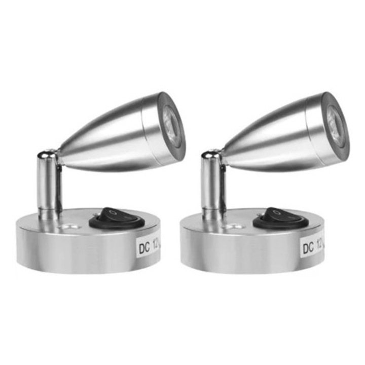 Spot de iluminat flexibil, Model A, 12v3w, 60x96mm, argintiu