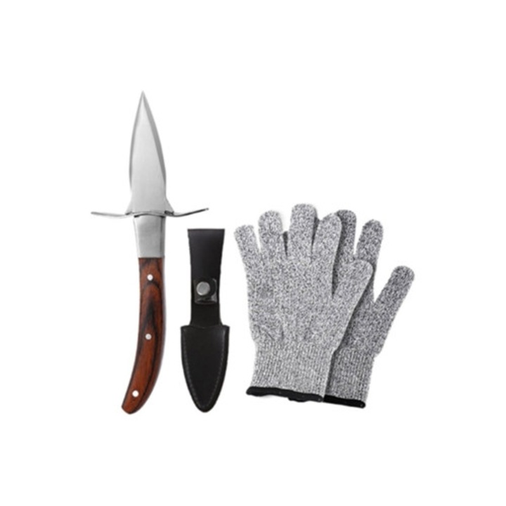 Set profesional de cutite pentru stridii, maner din lemn Pakka, rezistent la coroziune, usor de curatat