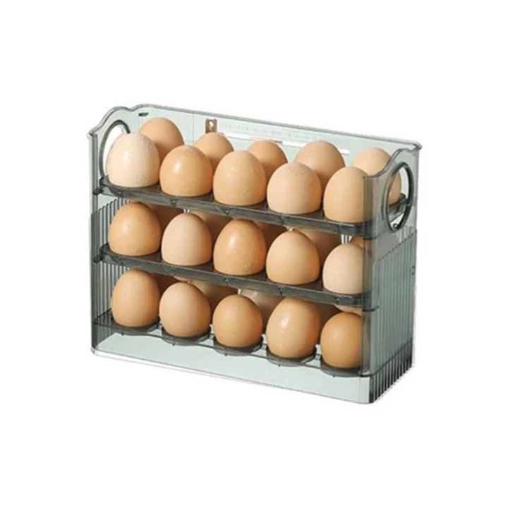 Cutie alimentara pentru oua, cu control de data, design transparent, functie de pliere