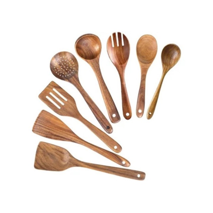 Polonice din lemn, set, durabile, usor de curatat, culoare naturala