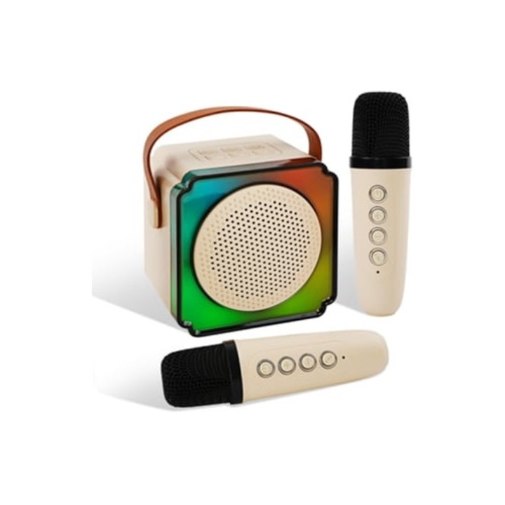Kit karaoke copii, Mini, 2 Microfoane, Bej