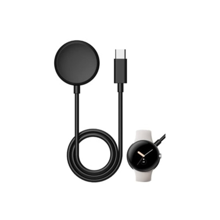 Incarcator pentru Google Pixel-Watch, cablu magnetic, tip C, negru