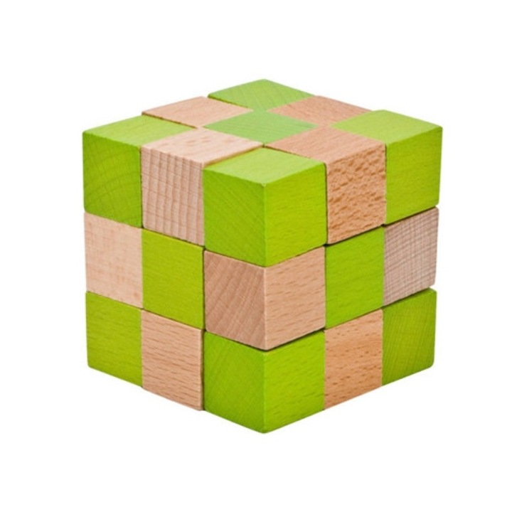 Puzzle Cub de lemn Verde