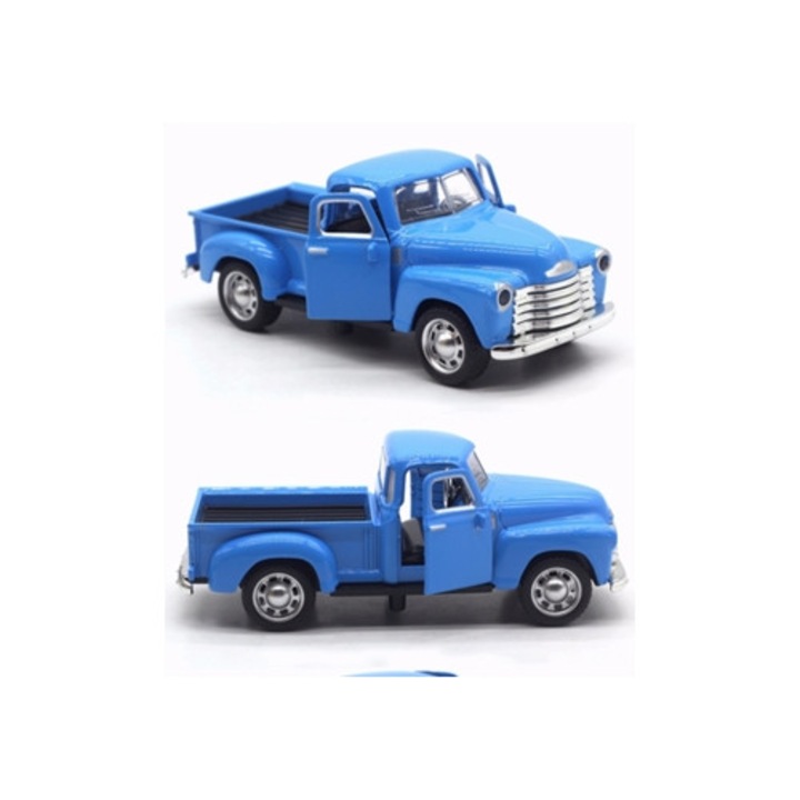 Automacheta din aliaj, 1:32, vehicul turnat sub presiune, albastra, model Chevrolet din anii '50