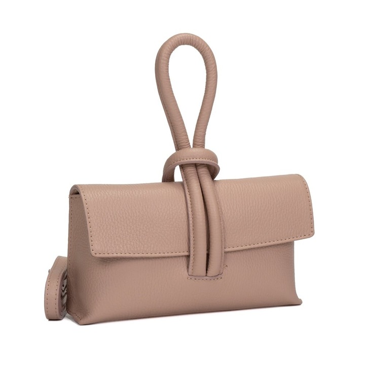 Poseta Piele Ecaterina - Roz - Pudra, Geanta de Ocazie din Piele Naturala, Geanta, Genti