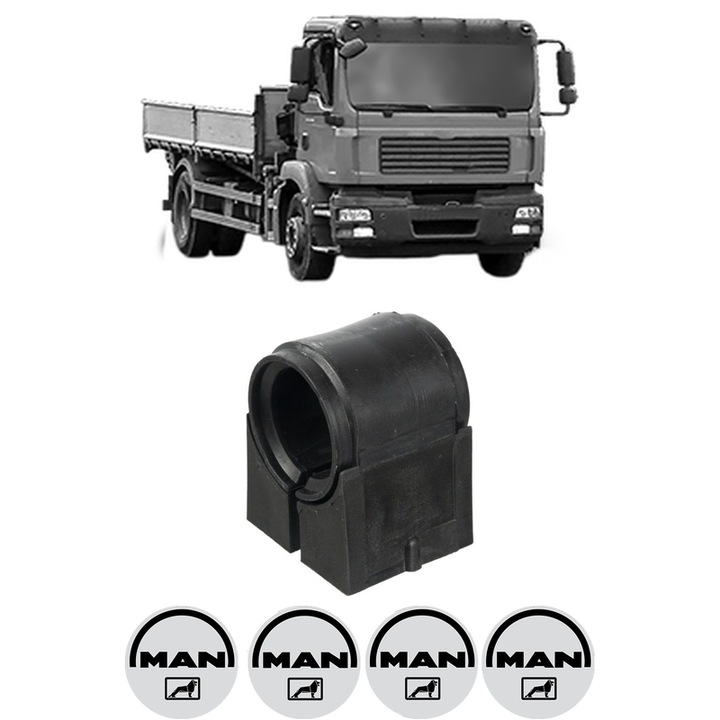 Bucsa bara stabilizatoare Fata Dreapta Stanga MAN TGM I din 2005-2023, Auto, Febi, 4x Stickere auto cu MAN