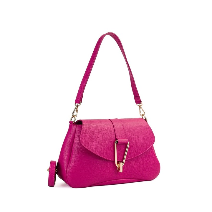 Poseta Piele Emily - Fucsia, Geanta Casual din Piele Naturala, Geanta, Genti