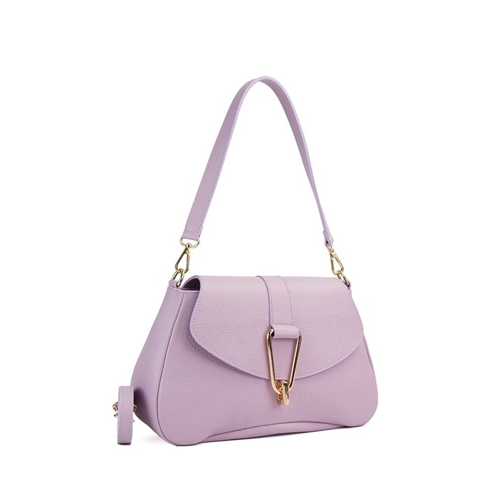 Poseta Piele Emily - Lila, Geanta Casual din Piele Naturala, Geanta, Genti