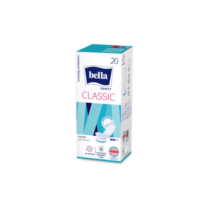 Tampoane higienice BELLA Panty Classic, 20 bucati, 3mm, anatomic, respirabil