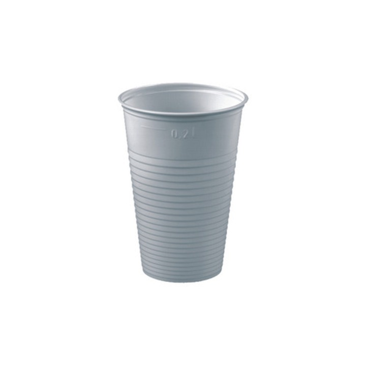 Pahare de unica folosinta, 200 ml, PP, alb, set 100 buc, 7,03x9,17cm