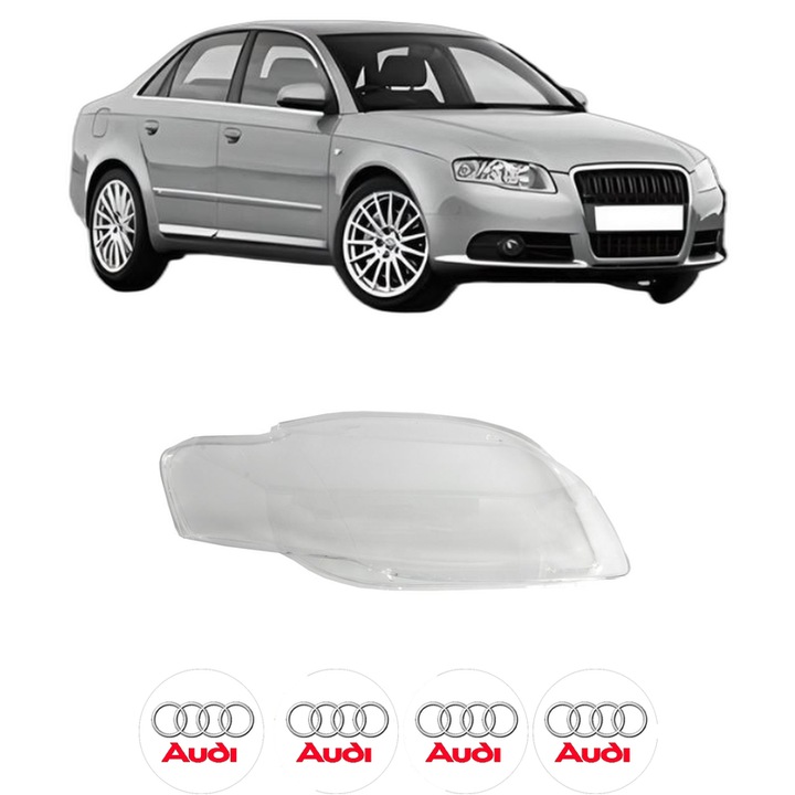 Sticla Far Dreapta AUDI A4 B7 (8EC) din 2004-2008, Auto, 4x Stickere auto cu AUDI