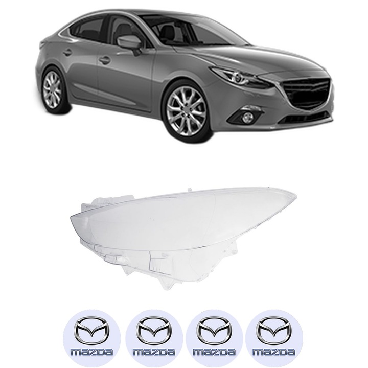 Sticla Far Stanga MAZDA 3 Saloon (BM_, BN_) din 2013-2019, Auto, 4x Stickere auto cu MAZDA