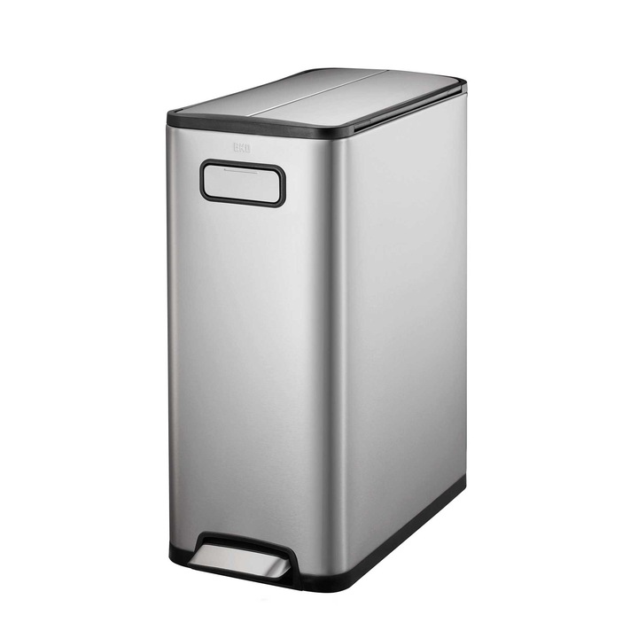 Coș de gunoi Eko Ecofly, cu pedală și roți ascunse, 45 L