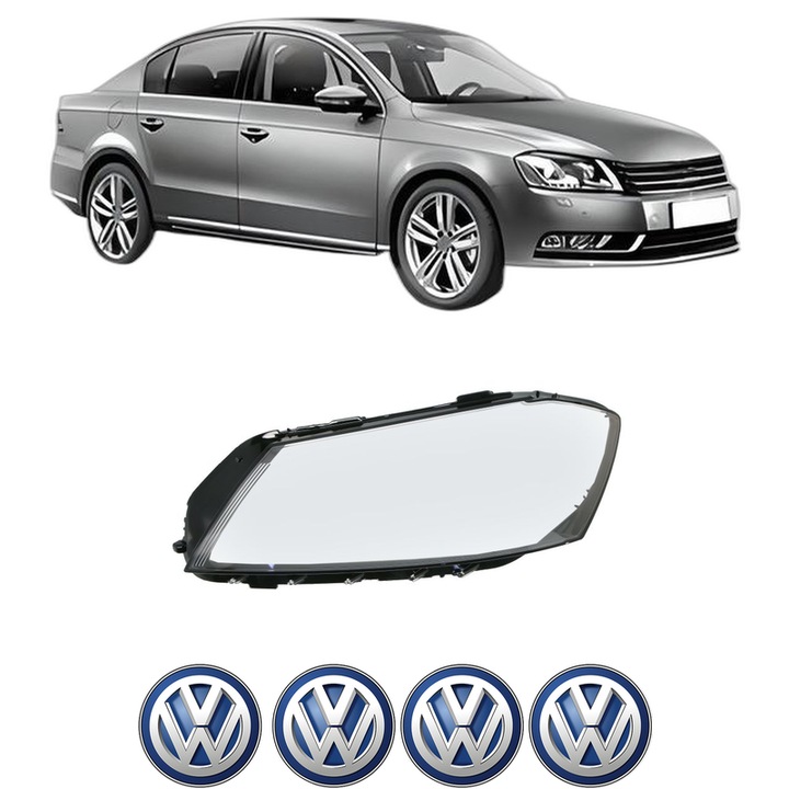 Sticla Far Stanga Volkswagen PASSAT, B7 din 2010-2014, Auto, 4x Stickere auto cu Volkswagen