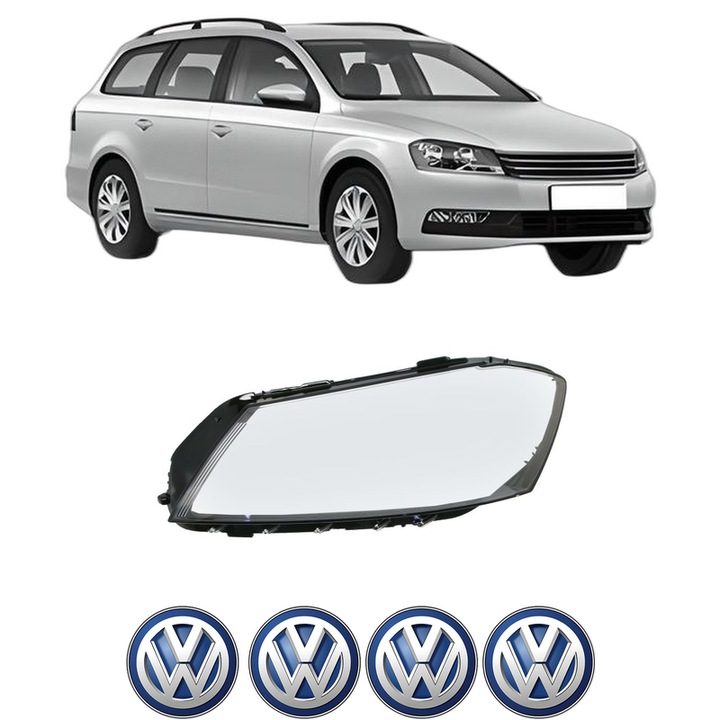 Sticla Far Stanga Volkswagen PASSAT B7 Variant (365) din 2010-2015, Auto, 4x Stickere auto cu Volkswagen