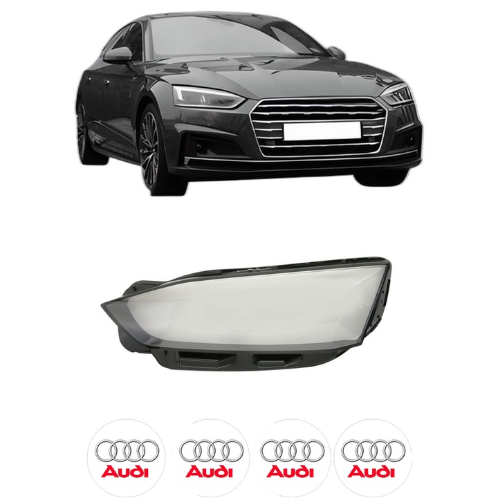 Sticla Far Stanga AUDI A5 (F53, F5P) din 2017-2024, Auto, 4x Stickere auto cu AUDI