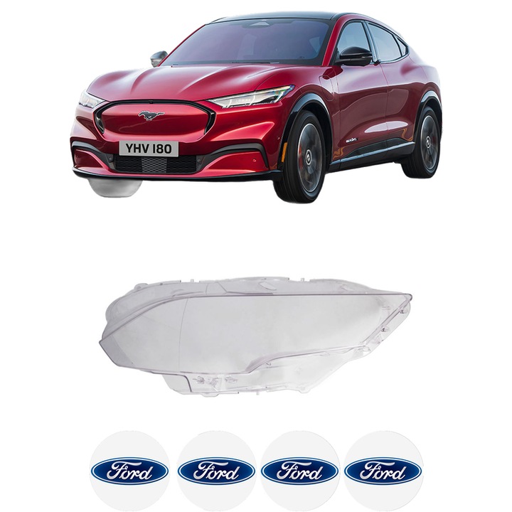 Sticla Far Dreapta FORD USA MUSTANG MACH-E (CGW) din 2020, Auto, 4x Stickere auto cu FORD USA