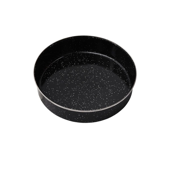 Elekom EK-32 EML zománcozott tepsi, márvány zománc bevonat, vastagság: 0.5 mm, méret: 32x6 cm, védőgyűrű