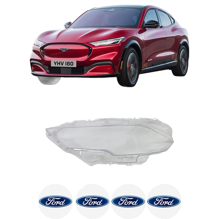 Sticla Far Stanga FORD USA MUSTANG MACH-E (CGW) din 2020, Auto, 4x Stickere auto cu FORD USA