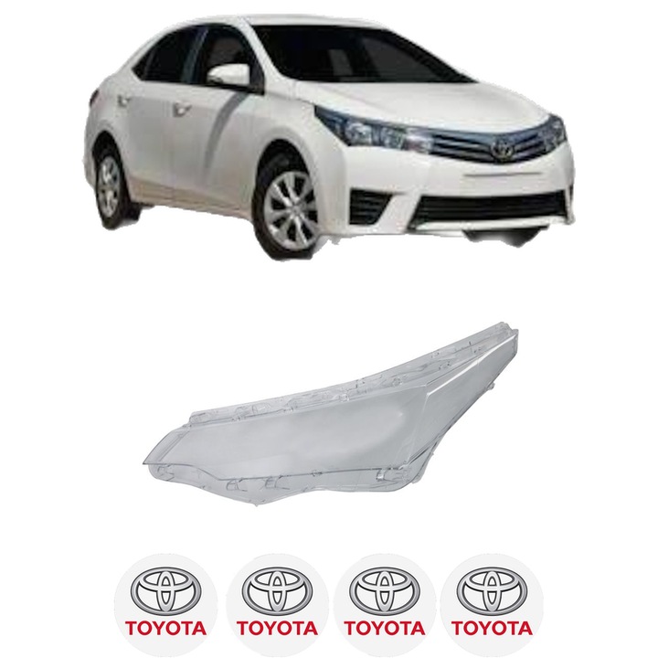 Sticla Far Stanga TOYOTA COROLLA Saloon (_E18_, ZRE1_) din 2013-2019, Auto, 4x Stickere auto cu TOYOTA